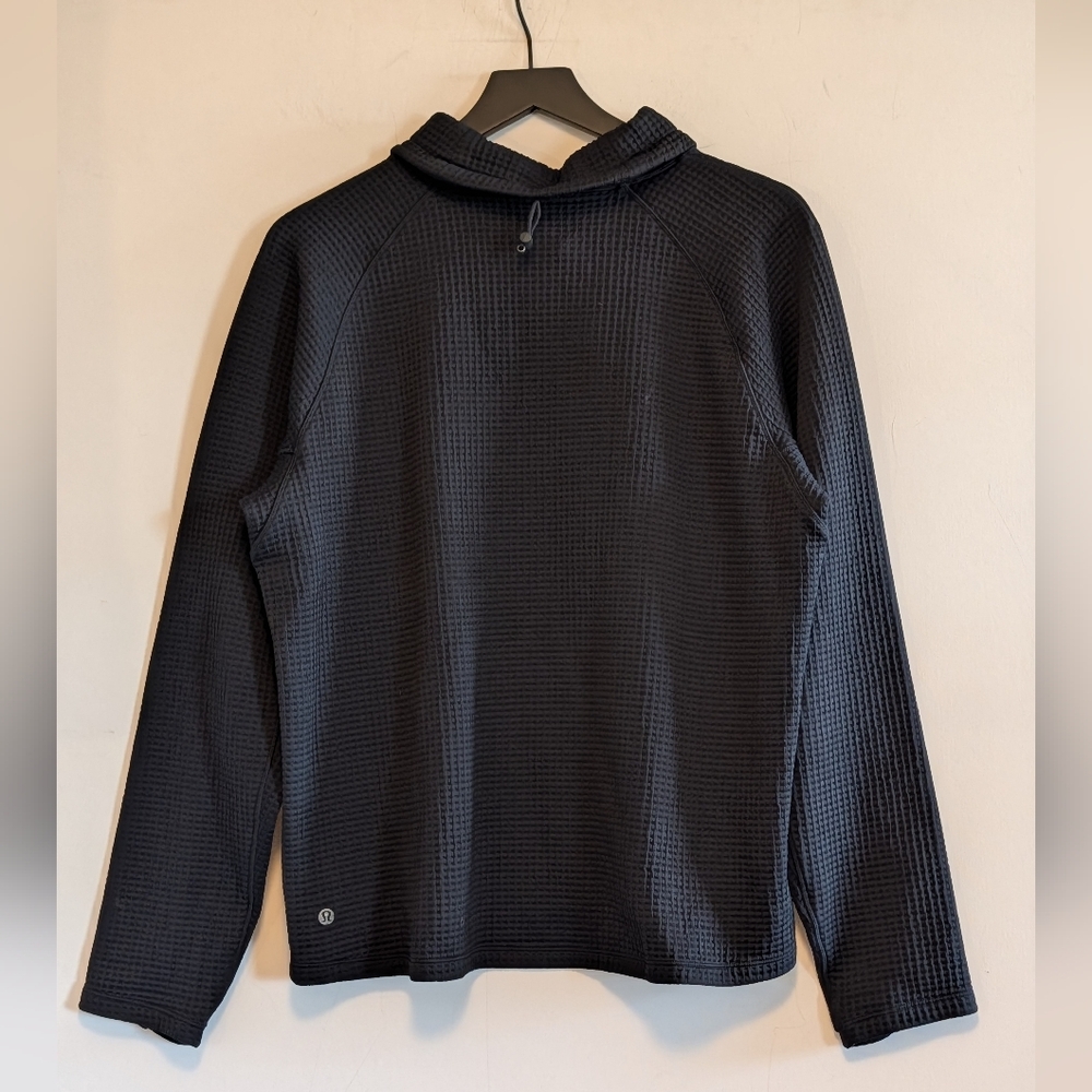 Lululemon Black Waffle Cowl Neck Pullover Side Zip Pocket Top 12 Texture Sporty - Picture 7 of 7